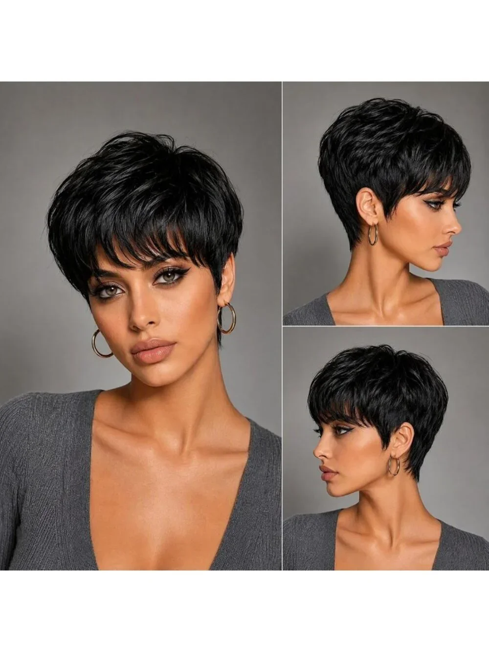 Short Layered Pixie Cut Wig with Bangs - Glueless Human Hair Wig for Daily Wear